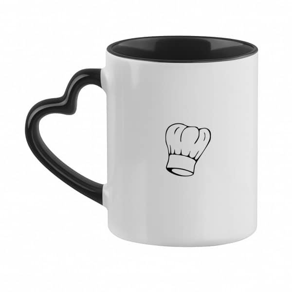Hacebo® - Koken koffiebeker met hart oor zwart - Kok - Beste kok - thee mok - koffie beker - Chef - Keuken - Bakken - Cadeau - Accessoires - koffiemok - 330 ML