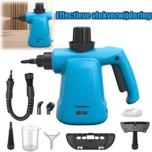 Handbediende stoomreiniger, draagbare hogedrukstoomreiniger met inhoud en 9 accessoires, eenvoudige en moeiteloze handstoomreiniger voor keuken, bank, auto, vloeren en ramen