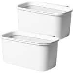 Hangende bekerhouders - Set van 2 witte manden voor trolley opslag - Make-up potlood houder en keuken opslag container - Accessoires voor rollende kar - Opknoping emmers/bakken (10x5x4.5)