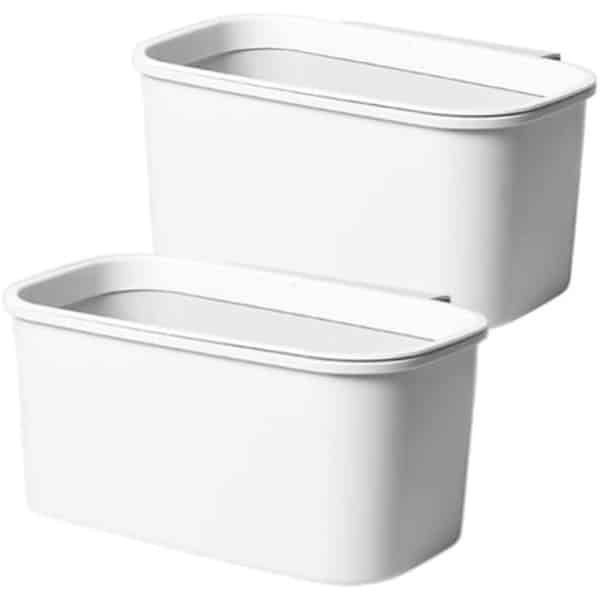 Hangende bekerhouders - Set van 2 witte manden voor trolley opslag - Make-up potlood houder en keuken opslag container - Accessoires voor rollende kar - Opknoping emmers/bakken (10x5x4.5)