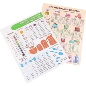Keuken Conversie Grafiek Magneet - Set van 2 | Metrische Conversie Gids voor Koken, Meten Gewicht en Temperatuur | Keuken Bakken Accessoires