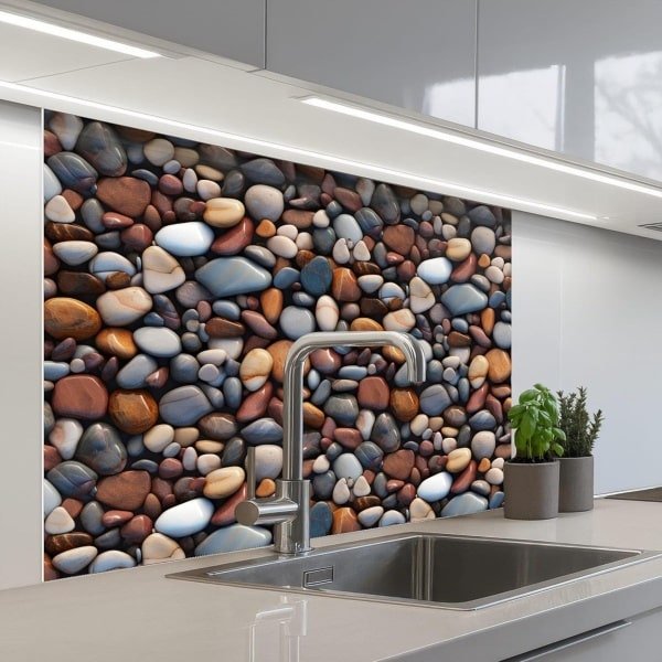 Keuken achterwand - Decoratie accessoire - Keuken spatbescherming - Zelfklevend montage - 80x100 cm - Gepolijst steen