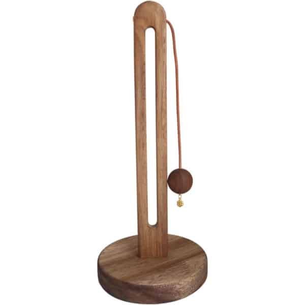 Keukenrolhouder - Houten Papierrol Houder - Anti-slip Houten Standaard - Eenhandig Keukenpapier Dispenser - Met Catauge Hanger - Retro Keuken Accessoire - Bruin