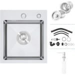 Keukenspoelbak Roestvrij Staal - Enkele Wastafel - Keuken Installatie - Inclusief Accessoires - 40x40cm - Geborsteld