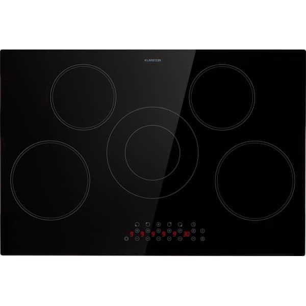 Klarstein keramische kookplaat, fornuis met 5 kookvelden, 8200 W kookplaat, modern inbouwfornuis, elektrische kookplaat, elektrisch fornuis met boost functie, kookplaat voor de keuken, glaskeramische kookplaat 80 cm