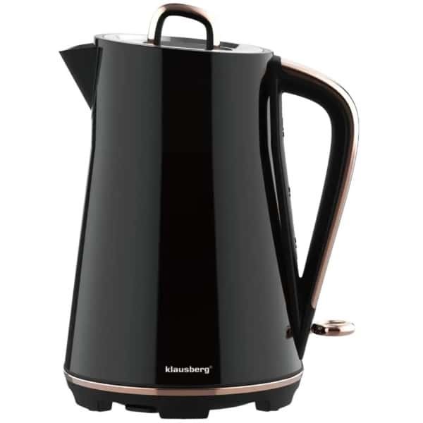Klausberg - Waterkoker - Elektrische Waterkoker - Thee & Koffie Koker - Grote Waterkoker Snelkoker - Keuken Waterkoker Modern - 1.7L - RVS - 2200W - Zwart