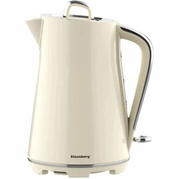 Klausberg - Waterkoker - Elektrische Waterkoker - Thee & Koffie Koker - Grote Waterkoker Snelkoker - Keuken Waterkoker Modern - 1.7L - RVS - 2200W - Crème