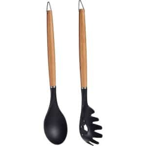 Kook/keuken gerei - set van 2x stuks - zwart/bruin - kunststof/hout - keuken/kook accessoires