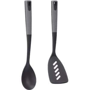 Kook/keuken gerei - set van 2x stuks - zwart/grijs - kunststof - keuken/kook accessoires