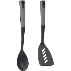 Kook/keuken gerei - set van 2x stuks - zwart/grijs - kunststof - keuken/kook accessoires