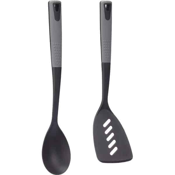 Kook/keuken gerei - set van 2x stuks - zwart/grijs - kunststof - keuken/kook accessoires