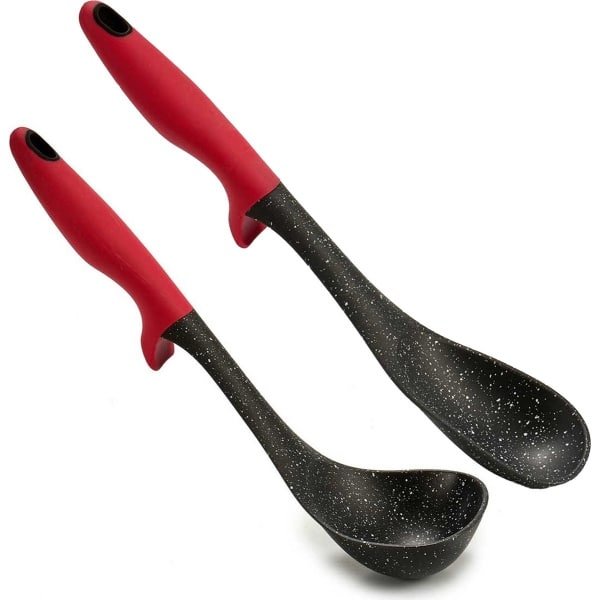 Kook/keuken gerei - set van 2x stuks - zwart/rood - kunststof - kook accessoires