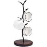 Kopjesstandaard, bekerhouder voor de keuken, bekerrek voor koffiekopjes en bekers, koffiebar-accessoires en keukenorganisatie (zwart, 4 haken)