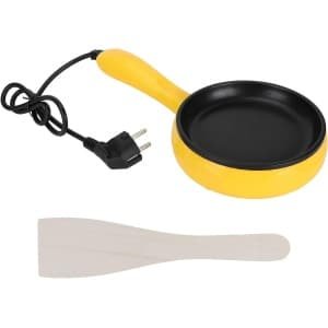 Krachtige 300W Mini Elektrische Koekenpan met Houten Spatel voor Eieren, Pannenkoeken en Steak in de Keuken of Studentenhuis