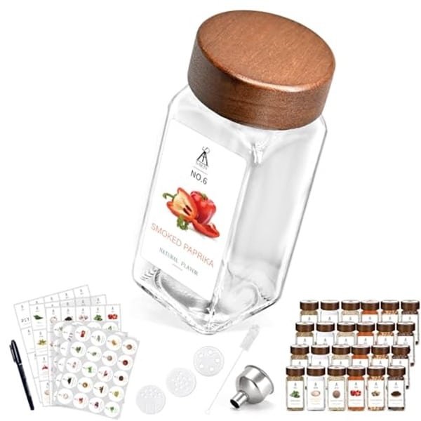 Kruidenpotjes Set van Acaciahout - 24 Organizers voor Keuken met Etiketten en Accessoires