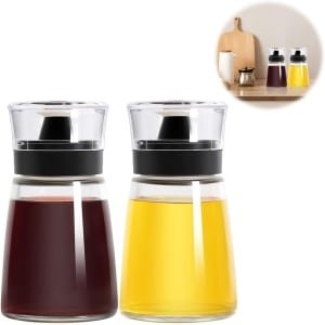 Leak-proof olie dispenser fles voor outdoor camping - 160ml azijn en glazen olie goed gesloten azijn en olie fles set - camping accessoires voor picknick en keuken - pack van 2