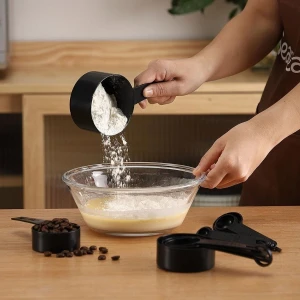 Lepels/Cup Meetinstrumenten Pp Bakken Accessoires Roestvrij Staal/Plastic Handvat Keuken Gadgets - Zwart