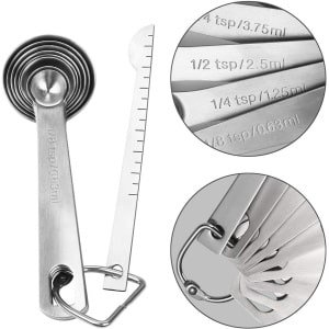 Maatlepels Set RVS 9-delig - Nauwkeurig Meten - Duidelijke ML Markering - Inclusief Meetliniaal - Voor Koken & Bakken - Measuring Spoons Set, Doseerlepels, Keuken Accessoires