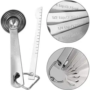 Maatlepels Set RVS 9-delig - Nauwkeurig Meten - Duidelijke ML Markering - Inclusief Meetliniaal - Voor Koken & Bakken - Measuring Spoons Set, Doseerlepels, Keuken Accessoires