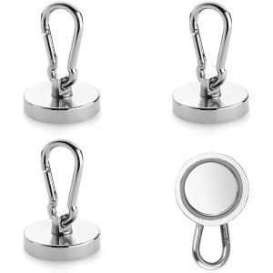 Magneethaken 32 mm 4 stuks 360 graden draaibaar neodymium magneten met haak 36 kg trekkracht keuken koelkast accessoires organizers
