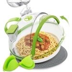 Magnetron Deksel Set - Keuken Accessoires - Schoon Magnetron Houden - Inclusief Ovenwanten Mat - 30 cm Diameter - Groen