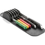 Messenhouder Lade - 5 Messen - Antislip Messenorganizer - Compact - Zwart - Messenblok voor Lade - Keukenlade Organizer - BPA-vrij - Veilig Opbergen - Messenrek - Small - Soft-grip - Keuken Accessoires