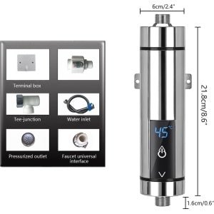 Mini Elektrische Doorstroomboiler met Digitaal Display - Instelbare Temperatuur voor Keuken en Badkamer