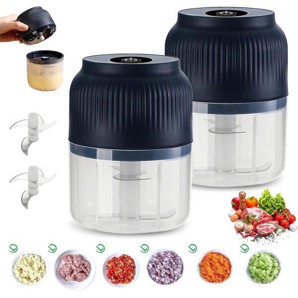 Mini Elektrische Hakker 300 ml Draadloos met USB Poort - Ideaal voor Uien, Groenten en Noten, Compact en Handig in de Keuken