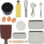 Miniature Gnome Accessories - Miniature Dollhouse Accessories - Kerst - Miniature Eieren - Olijfolie - Deeg - Garde - Rolling Pin - Dienblad - Leprechaun Baking Set - 1:12 Miniature Keuken Accessoires