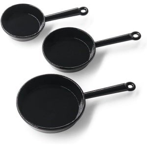 Miniatuur Poppenhuis Keuken Accessoires Zwarte Koekenpannen Set 3 Stuks