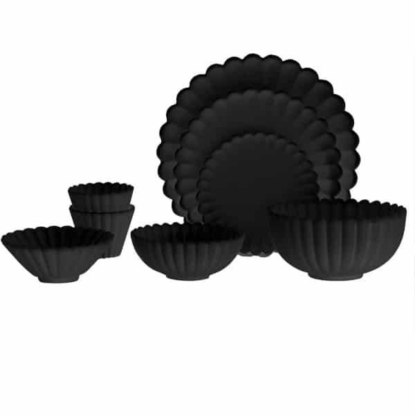 Miniatuur Poppenhuis Servies - Poppenhuis Keuken Accessoires - Poppenhuis Decoratie - PVC Materiaal - Schaal 1:6 - Zwart