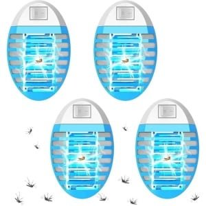 Muggenbescherming, elektrische muggenval, insectenverdelger, met uv-licht, muggenval, voor vliegen, muggen, motten, keuken, voor slaapkamer, binnen (4 stuks)