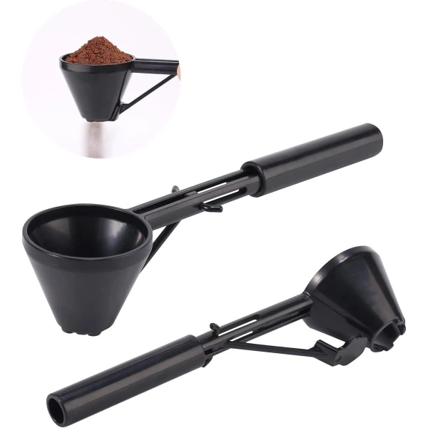 Multifunctionele ABS-Maatschep en Trechter voor Koffie Melkpoeder Eiwitpoeder Suiker - Handige Herbruikbare Accessoire - Keuken Gadget - Zwart.