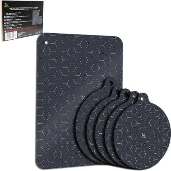 Natures Madness - Inductie Beschermer Matten - 4 stuks - Zwart - Anti Slip - Tot 230 graden - Inductie Kookplaat Beschermer - Bescherming Kookplaat - Panbeschermers - Kookgerei - Elektrische Kookplaat Beschermer - Inductieplaat - Koken - Keuken