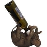 Olifant Flessenhouder - Wijn Accessoire - Keuken Decoratie - Uniek Olifant Design - 18x17x24 cm - Bruin