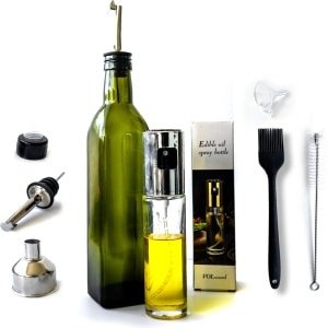 Olijfolie Fles - Olijfolie/ Azijn - 500 ML - Glazen Oliefles - Luxe Olie Fles - Navulbaar - Inclusief schenktuit, trechter en dop met kurk - Olijfolie Set - Olijfolie Sprayer inclusief accessoires - 100 ML - Olijfolie voor keuken - Cadeau