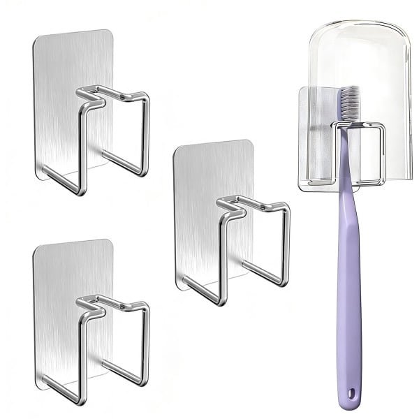 Opbergrekje - 3 stuks - 4,5*6,3*3,5 cm - 3M-plakstrip - Tandenborstelhouder - Boorvrije wandmontage - Houder voor elektrische tandenborstel - Opbergrek - Bekkerhouder - Afdruiprek - Wandrek - Plank - Opbergrek voor thuis - Badkamer, keuken