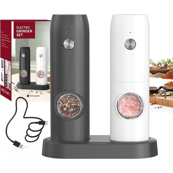 Oplaadbare Elektrische Pepermolen Set - Keramische Maalmechanisme, Voor Thuis en Keuken