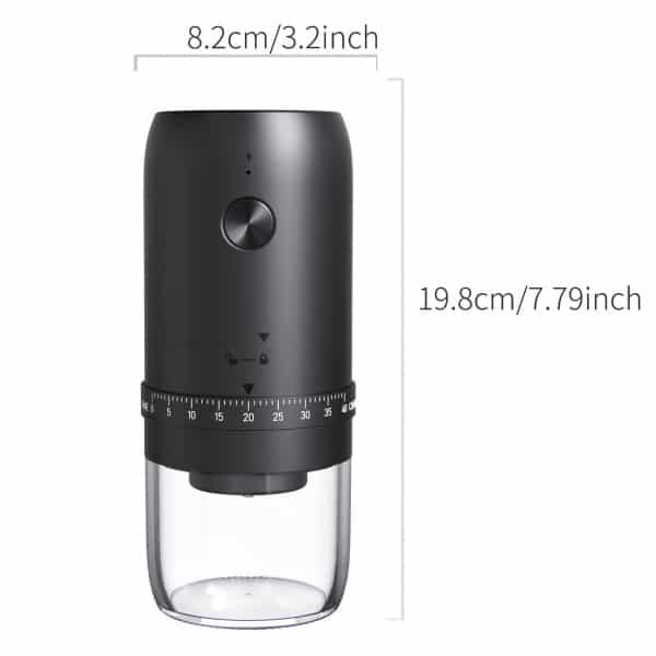 Oplaadbare elektrische koffiemolen, draagbare draadloze conische koffiemolen met een accu van 1800 mAh, afwasbare opvangbak, externe of interne instelmogelijkheden, Geschikt voor dranken, in de keuken, als kerstcadeau of Geschikt voor bruiloften.