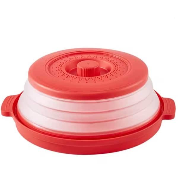 Opvouwbare Magnetron Deksel - Anti-Spat Magnetron Cover - Magnetron Afdekking tegen Spatten - Multifunctionele Splatter Guard & Stoomdeksel Keuken Accessoire - Rood