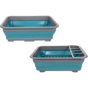 Opvouwbare afwasbak en afdruiprek - grijs/blauw - kunststof - keuken benodigdheden - reis accessoire