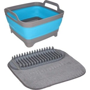 Opvouwbare afwasbak met afdruipmat - grijs/blauw - keuken benodigdheden - reis accessoires