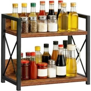 Organiseer je Koffie Accessoires met een 2-laags Houten Plank, Ideaal voor Keuken, Bureau en Badkameropslag