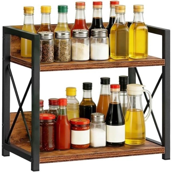 Organiseer je Koffie Accessoires met een 2-laags Houten Plank, Ideaal voor Keuken, Bureau en Badkameropslag