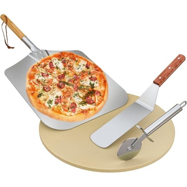 Pizza Accessoires Set - Bakgerei Keuken - Oven en Grill - Hittebestendige Steen - 38x38x2 cm