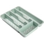 Plasticforte Bestekbak - 2x stuks - bestekhouder - 5 vaks - groen - 33 x 24 x 4 cm - Kunststof - Keuken opberg accessoires