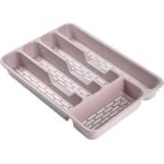 Plasticforte Bestekbak - 2x stuks - bestekhouder - 5 vaks - roze - 33 x 24 x 4 cm - Kunststof - Keuken opberg accessoires