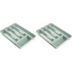 Plasticforte Bestekbak - bestekhouder - 5 vaks - groen - 33 x 24 x 4 cm - Kunststof - Keuken opberg accessoires