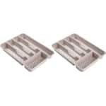 Plasticforte Bestekbak - bestekhouder - 5 vaks - taupe - 33 x 24 x 4 cm - Kunststof - Keuken opberg accessoires