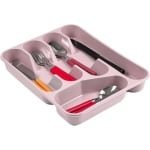 Plasticforte bestekbak - bestekhouders - 2x stuks - 5 vaks - roze - 27 x 34 x 5 cm - keuken opberg accessoires - ladeverdelers
